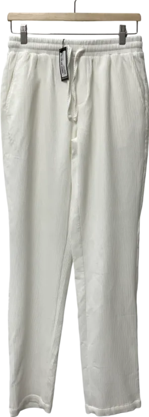 boohooMan White Slim Fit Pleated Trousers UK M
