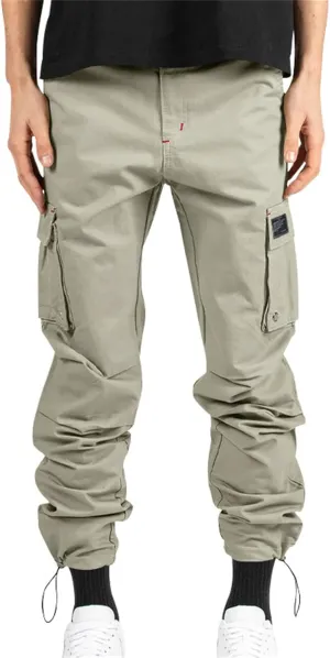 Cargo Pants for Men Hiking Stretch Casual Trendy Pants Elastic Waist Drawstring Outdoor Workout Trousers with Pockets