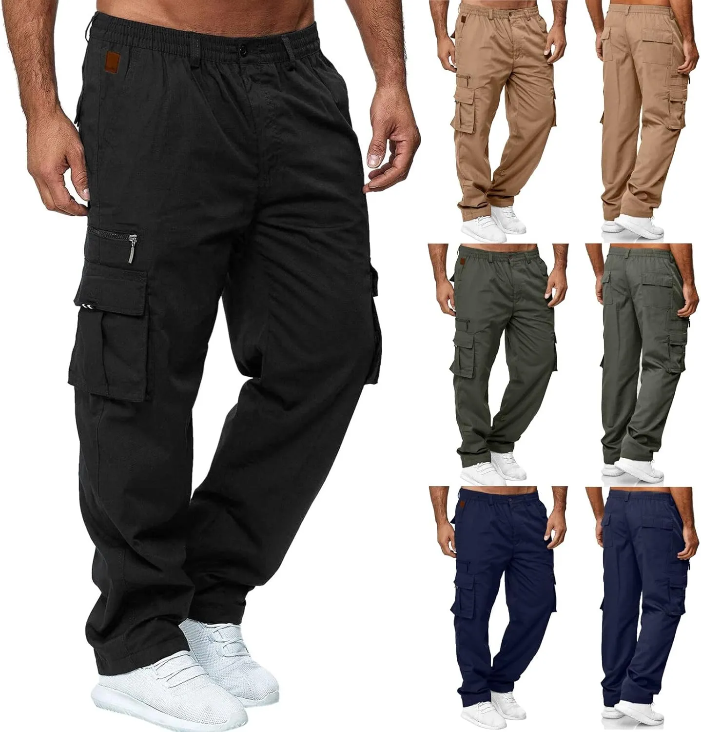 Cargo Pants for Men Relaxed Fit Men's Basic Active Fleece Jogger Pants Regular and Big & Tall Sizes Winter Sweatpants