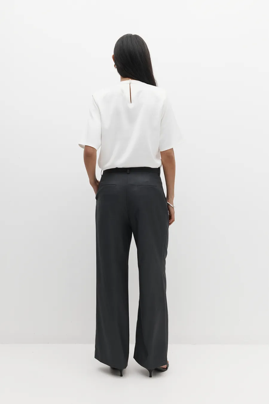 Double Pleated Trouser Charcoal