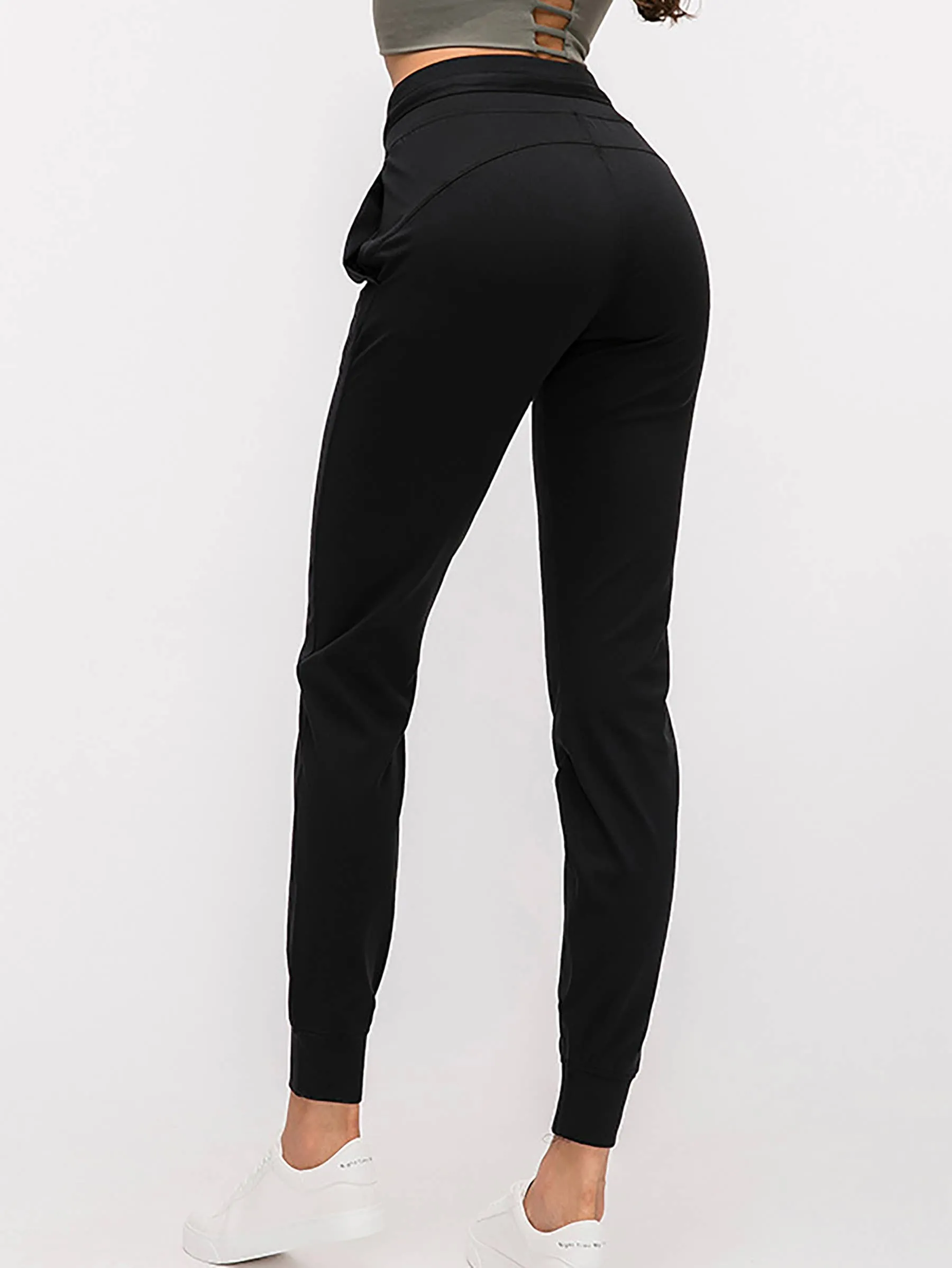 Drawstring Quick Dry Elastic Running Fitness Pants: XL12 / Black