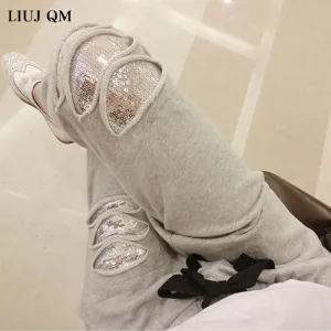Harlan Pants Stretch Sequins Casual Pants Female