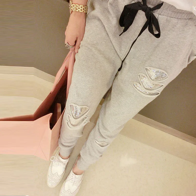 Harlan Pants Stretch Sequins Casual Pants Female