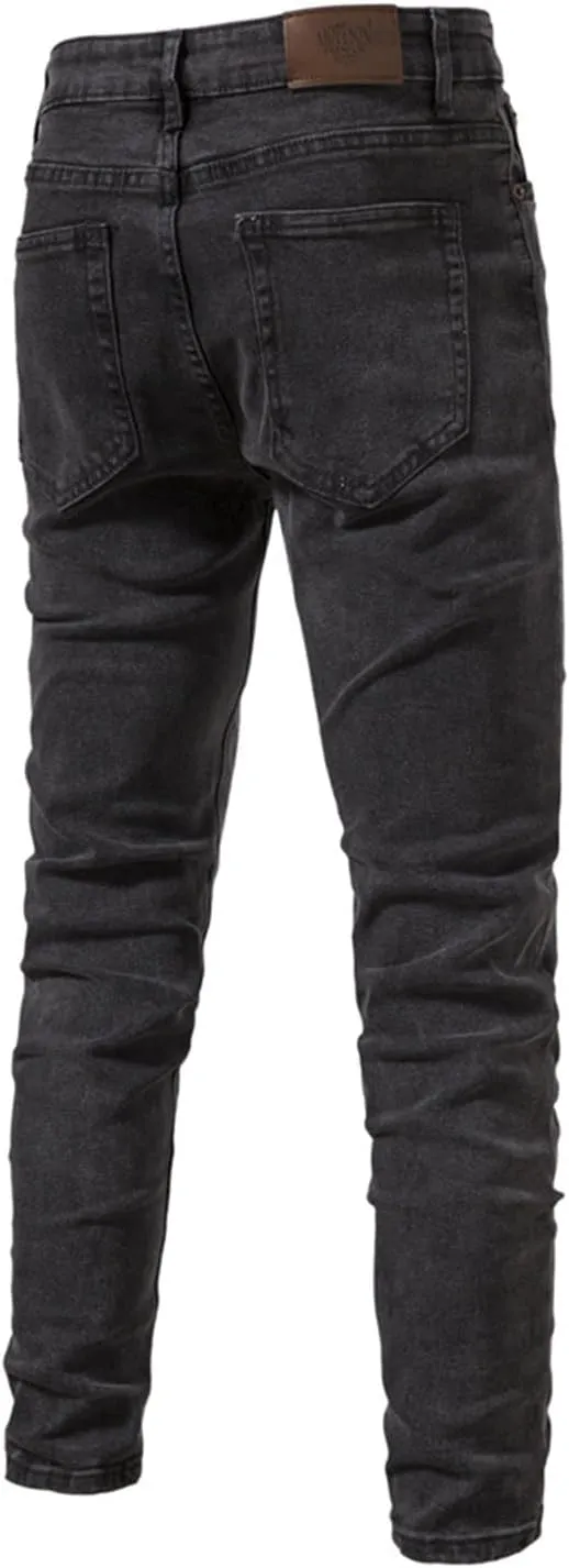 Jean Pants for Men Slim Fit Straight Leg Jean Stretch Skinny Denim Pencil Pants Distressed Comfort Flex Waist Pants
