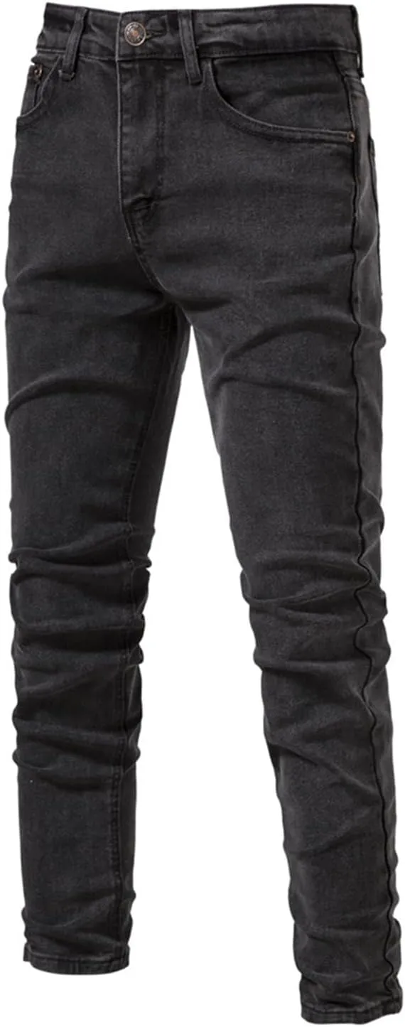 Jean Pants for Men Slim Fit Straight Leg Jean Stretch Skinny Denim Pencil Pants Distressed Comfort Flex Waist Pants
