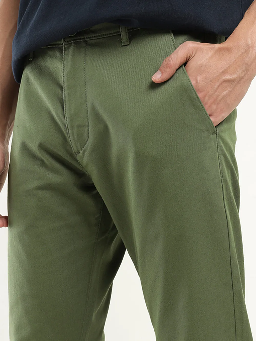 Men's Olive Slim Tapered Fit Chinos