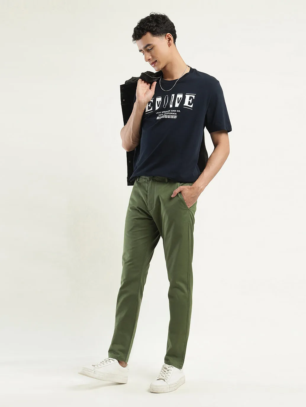Men's Olive Slim Tapered Fit Chinos