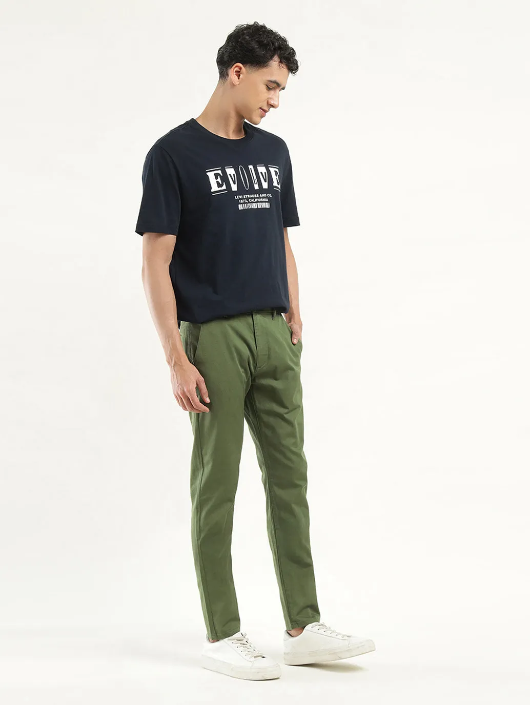 Men's Olive Slim Tapered Fit Chinos