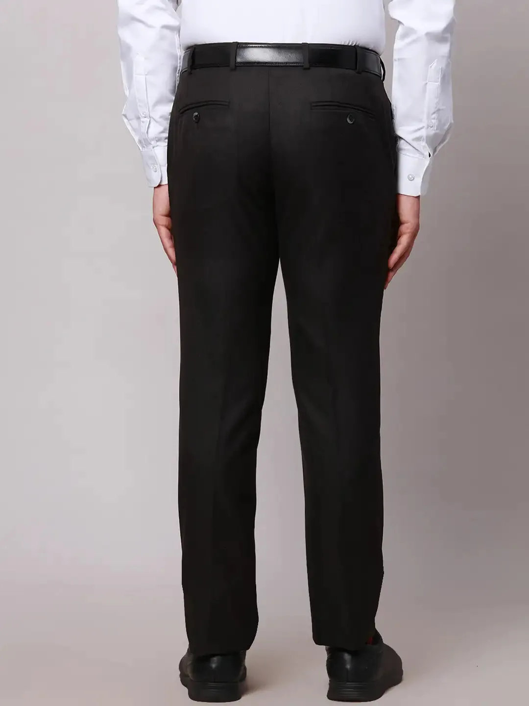 Raymond Men Brown Slim Fit Structure Polyester Trousers