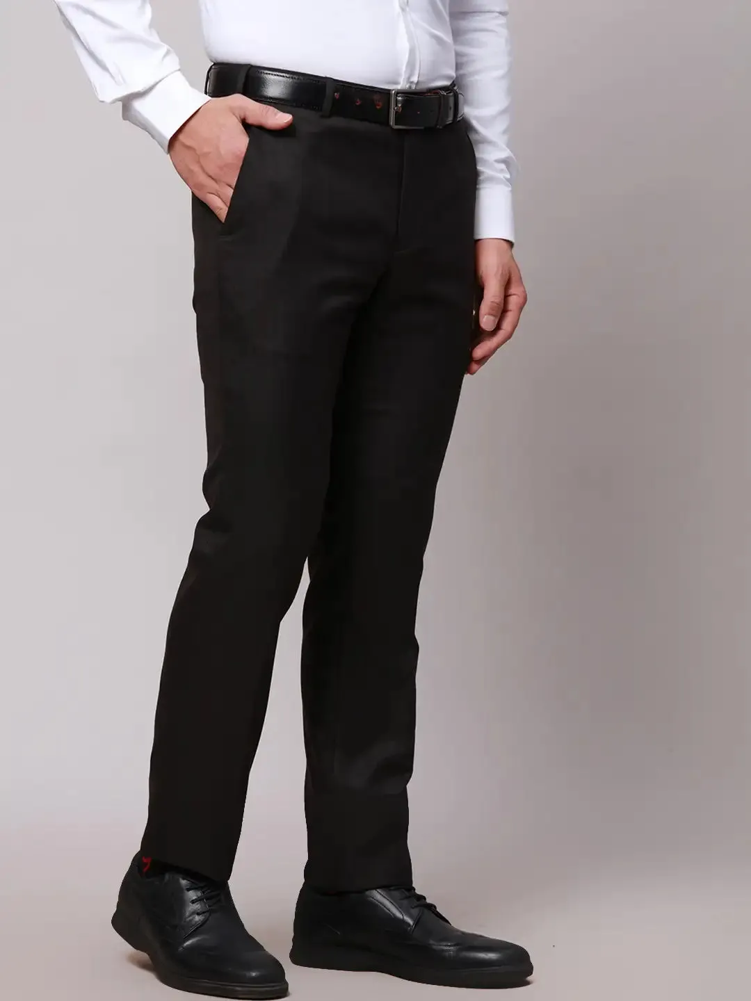 Raymond Men Brown Slim Fit Structure Polyester Trousers