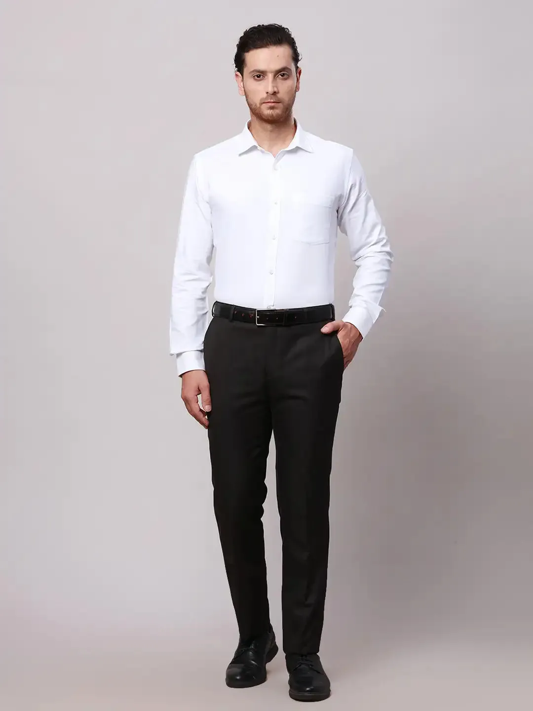 Raymond Men Brown Slim Fit Structure Polyester Trousers