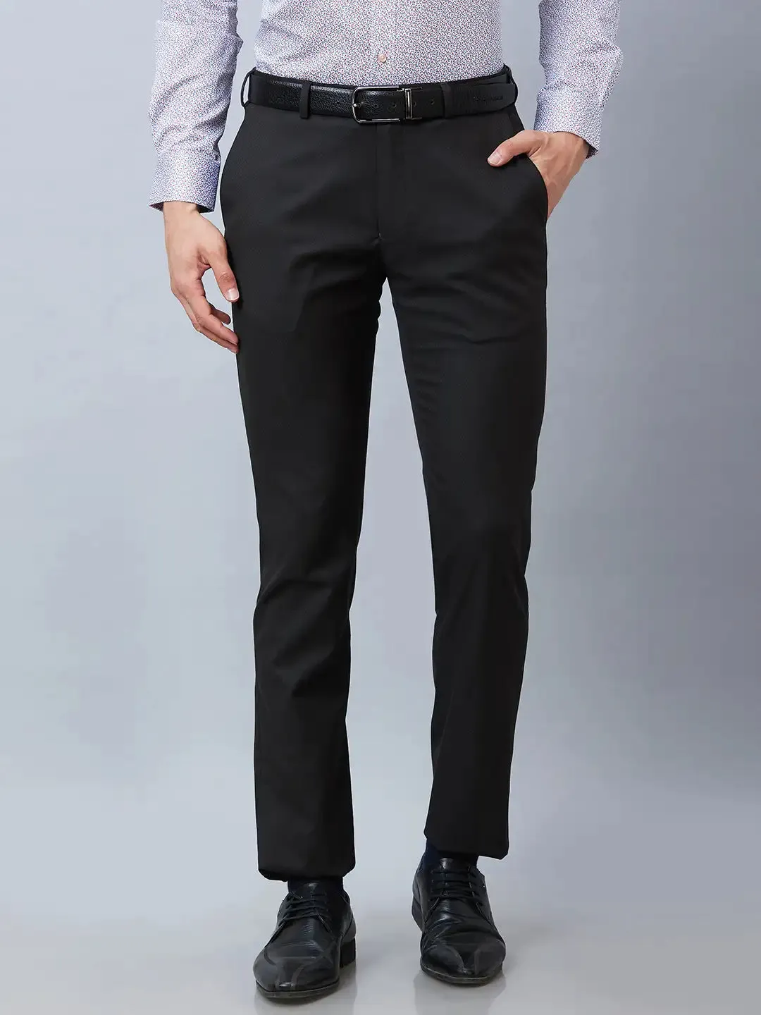 Raymond Men Brown Solid Slim Fit Polyester Blend Trousers