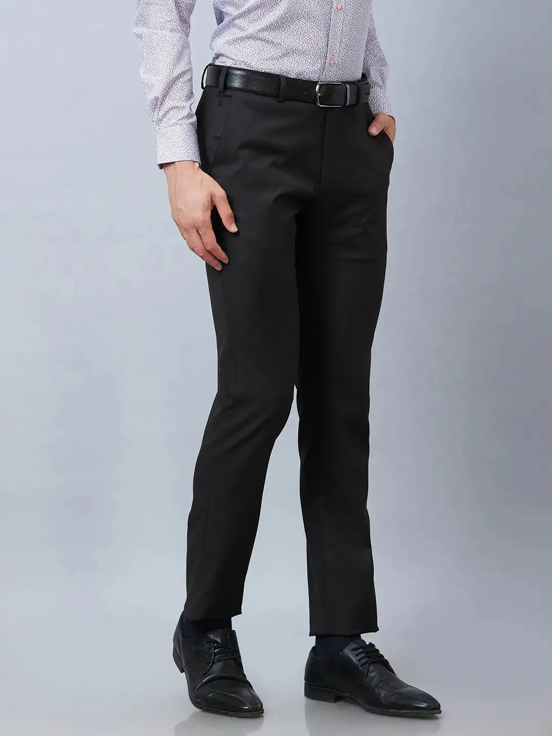 Raymond Men Brown Solid Slim Fit Polyester Blend Trousers