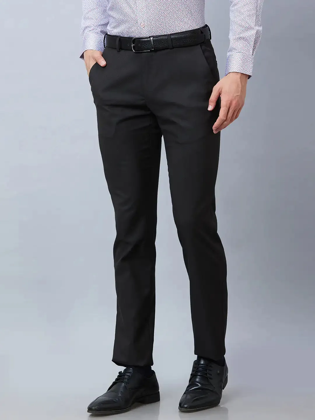 Raymond Men Brown Solid Slim Fit Polyester Blend Trousers