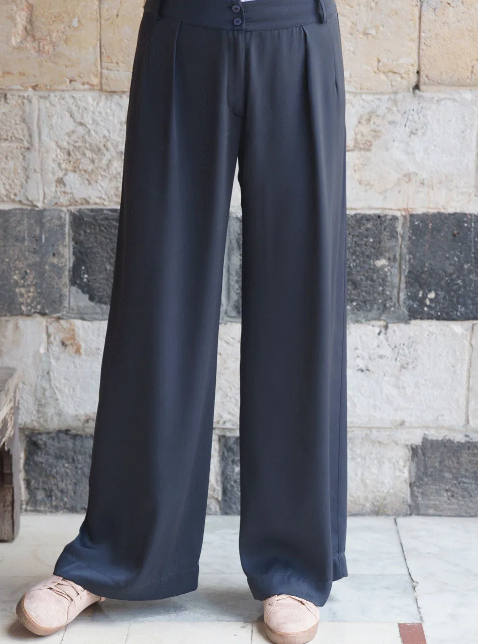 Satin Touch Pleated Trousers