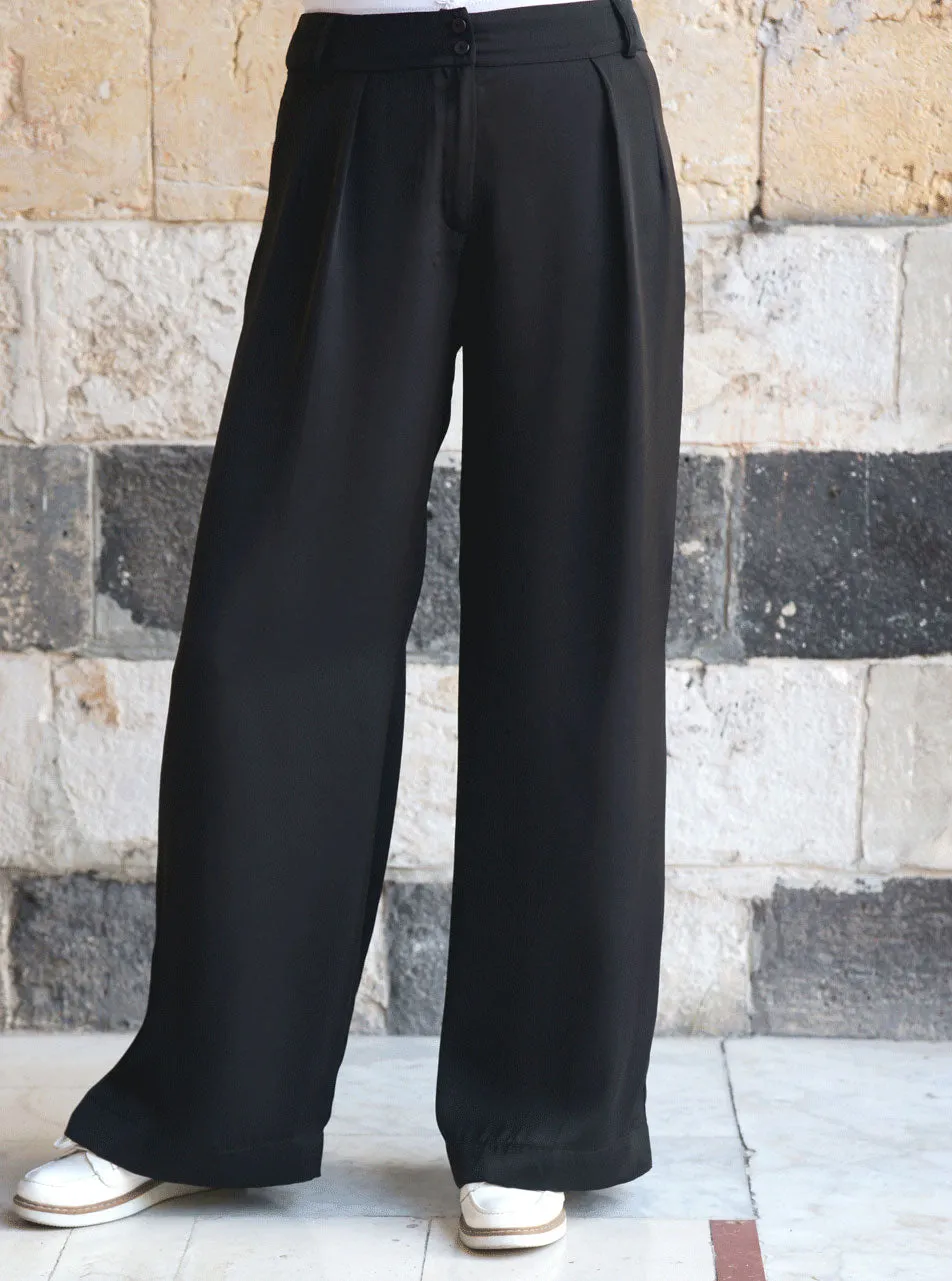 Satin Touch Pleated Trousers