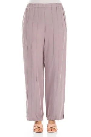 Straight Pleated Light Lilac Silk Linen Trousers