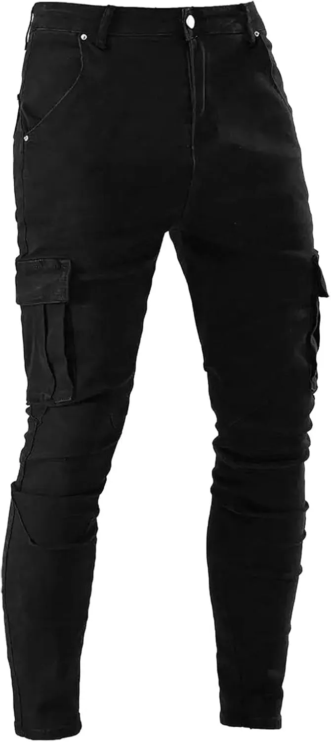 SUWBMHWE Mens Jeans Slim Fit,Mens Ripped Stretch Distressed Destroyed Jeans Skinny Jeans Side Striped Denim Pants