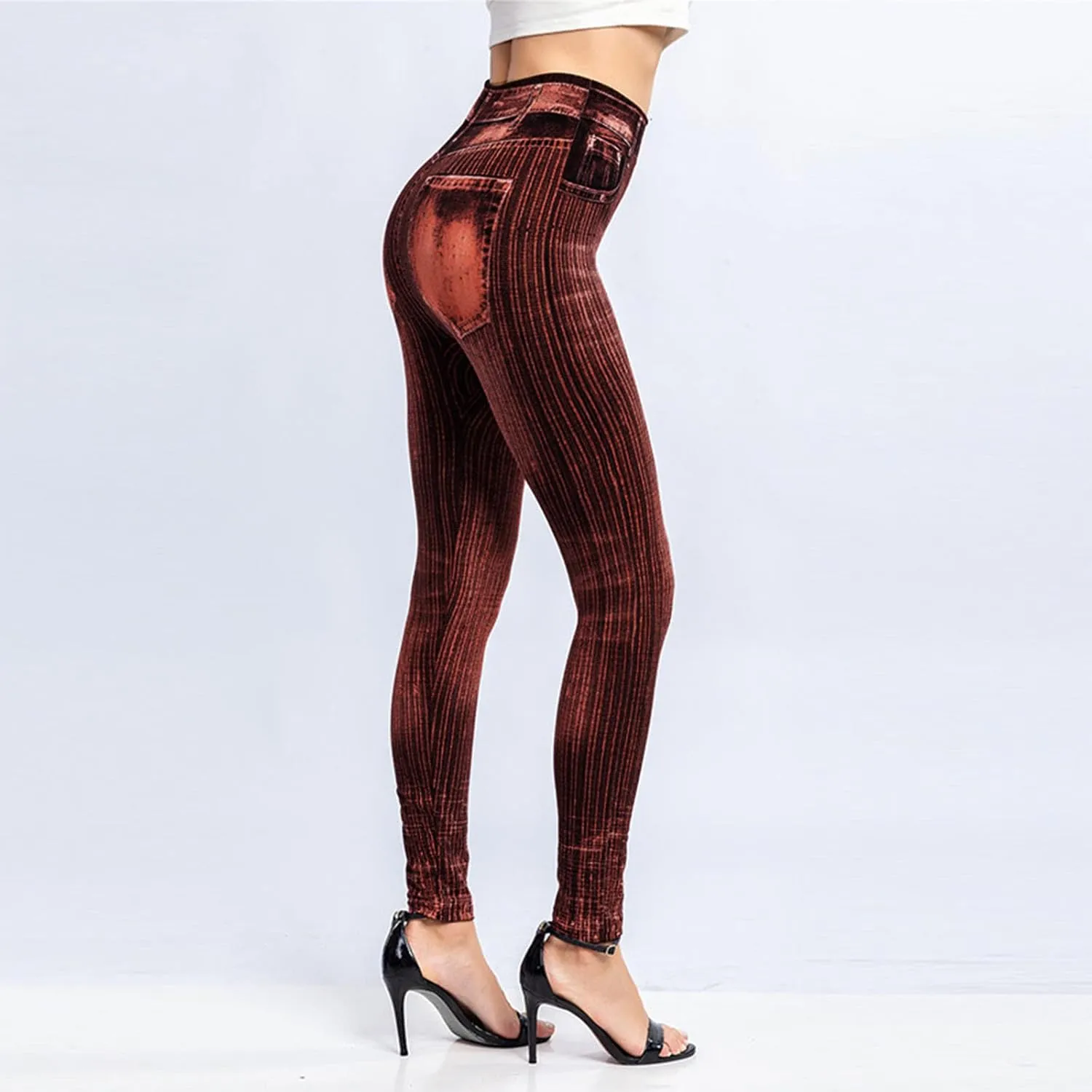 Womens Straight Leg Jeans Flowers Floral Print High Waist Faded Skinny Denim Pants Casual Slim Stretch Pencil Jegging