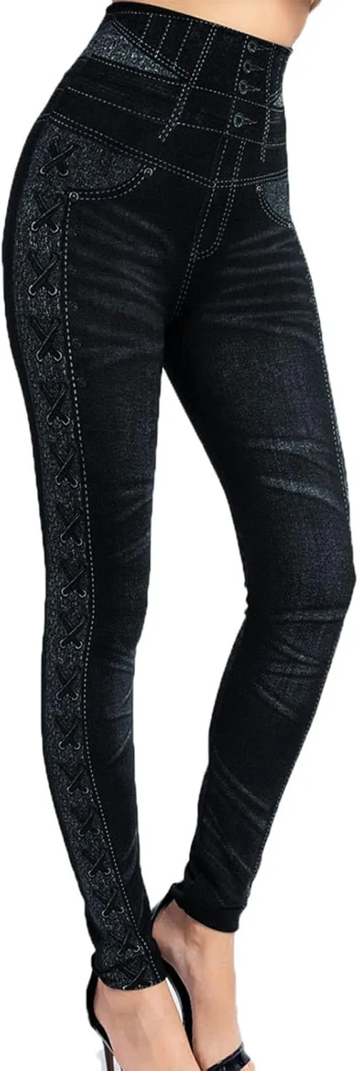 Womens Straight Leg Jeans Flowers Floral Print High Waist Faded Skinny Denim Pants Casual Slim Stretch Pencil Jegging